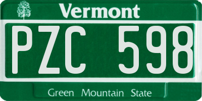 VT license plate PZC598