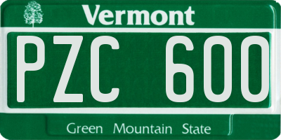VT license plate PZC600