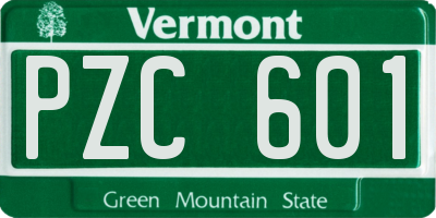 VT license plate PZC601