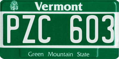 VT license plate PZC603