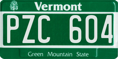VT license plate PZC604