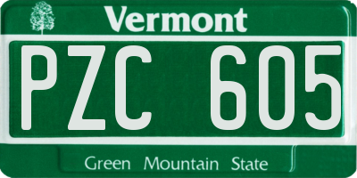 VT license plate PZC605