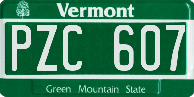 VT license plate PZC607