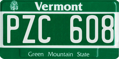 VT license plate PZC608