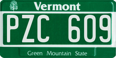 VT license plate PZC609