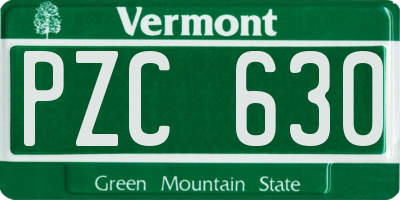 VT license plate PZC630