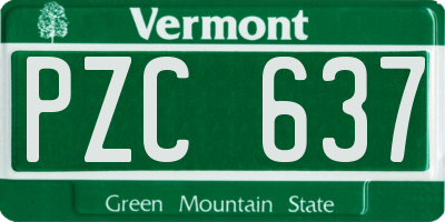 VT license plate PZC637