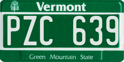 VT license plate PZC639