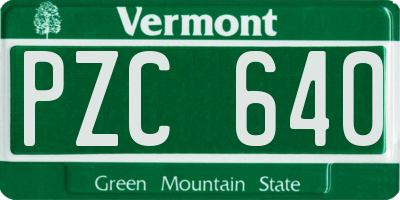 VT license plate PZC640