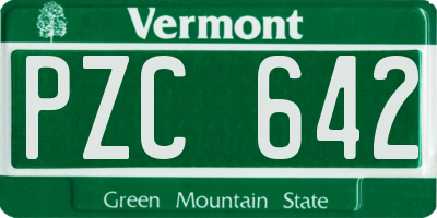 VT license plate PZC642