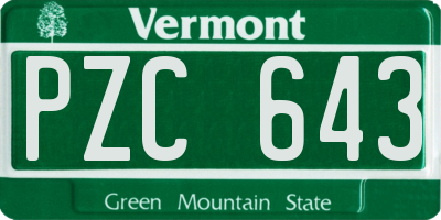 VT license plate PZC643