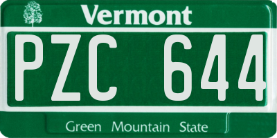 VT license plate PZC644