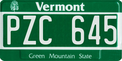 VT license plate PZC645