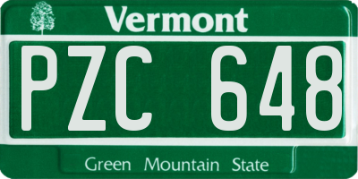 VT license plate PZC648