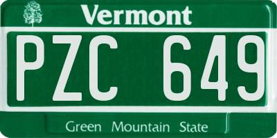 VT license plate PZC649