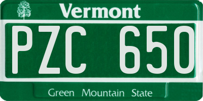 VT license plate PZC650