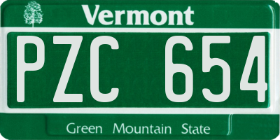 VT license plate PZC654