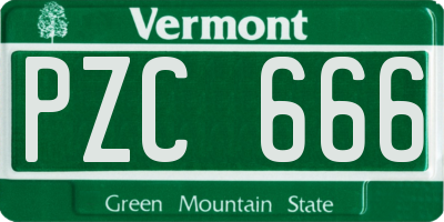 VT license plate PZC666