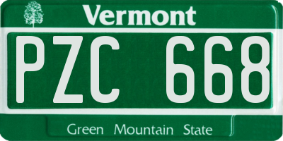 VT license plate PZC668