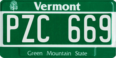 VT license plate PZC669