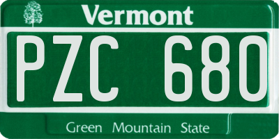 VT license plate PZC680