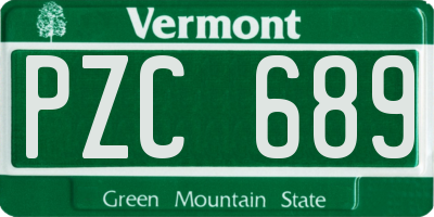 VT license plate PZC689