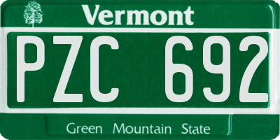 VT license plate PZC692