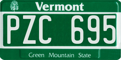 VT license plate PZC695