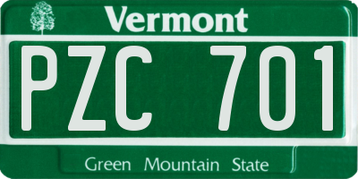 VT license plate PZC701