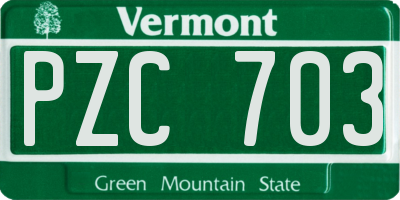 VT license plate PZC703
