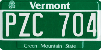 VT license plate PZC704