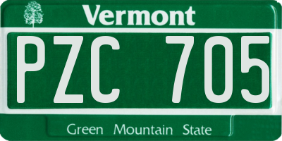 VT license plate PZC705