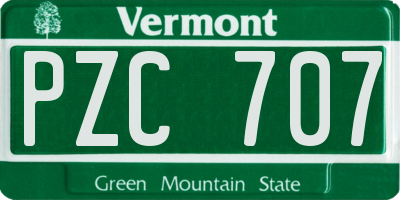 VT license plate PZC707