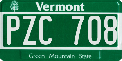 VT license plate PZC708