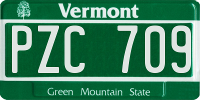 VT license plate PZC709