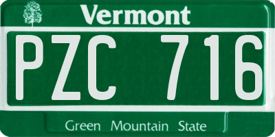 VT license plate PZC716