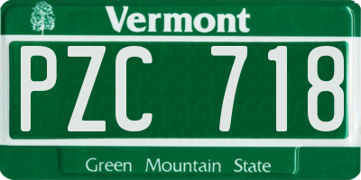 VT license plate PZC718