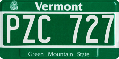 VT license plate PZC727