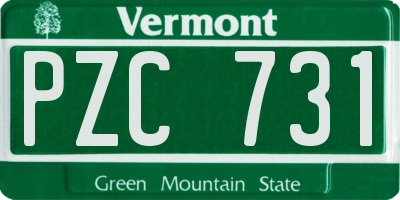 VT license plate PZC731