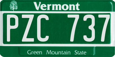 VT license plate PZC737
