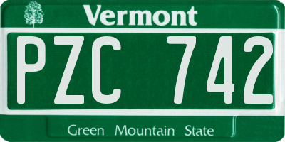 VT license plate PZC742