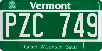 VT license plate PZC749