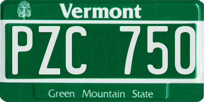 VT license plate PZC750