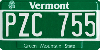 VT license plate PZC755