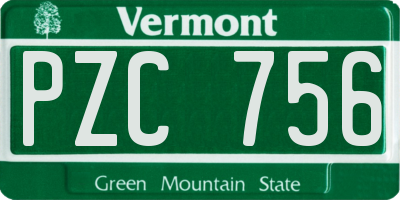 VT license plate PZC756