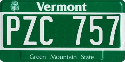 VT license plate PZC757