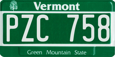 VT license plate PZC758