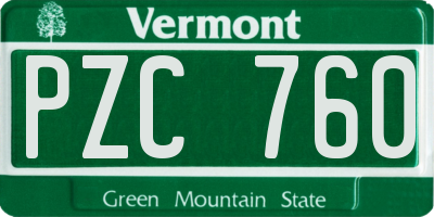 VT license plate PZC760