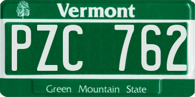 VT license plate PZC762