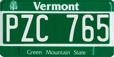 VT license plate PZC765